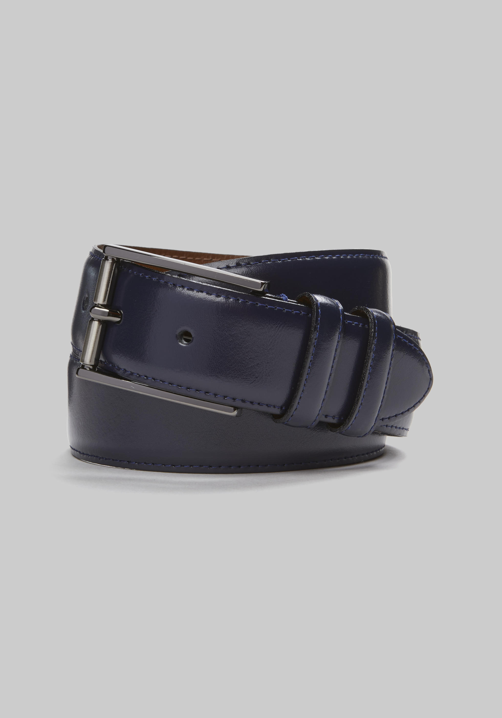 Black Italian Leather Belt With Nickel Roller Buckle – Dapper