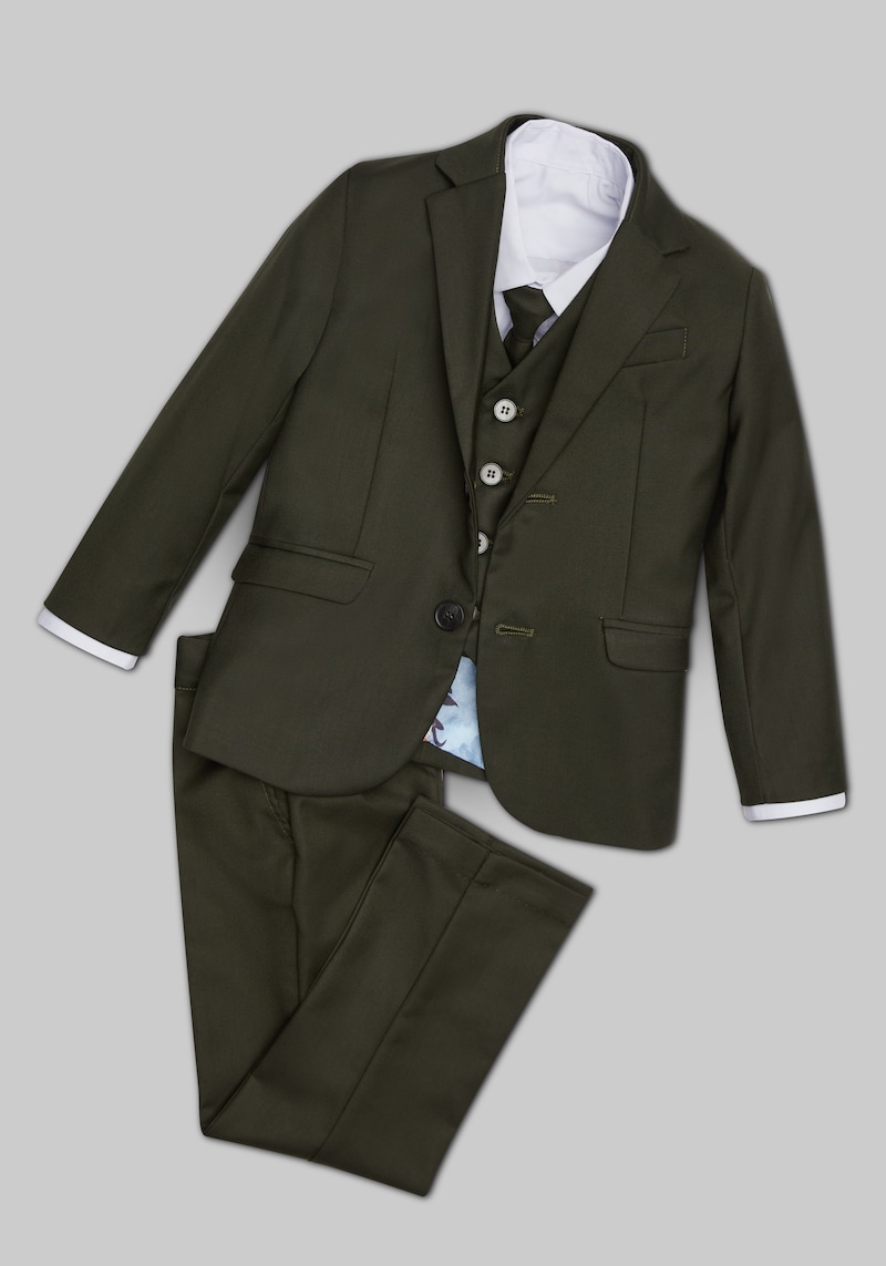JoS. A. Bank Men's Peanut Butter Collection 007 Slim Fit Toddlers Suit, Olive, 7 Years