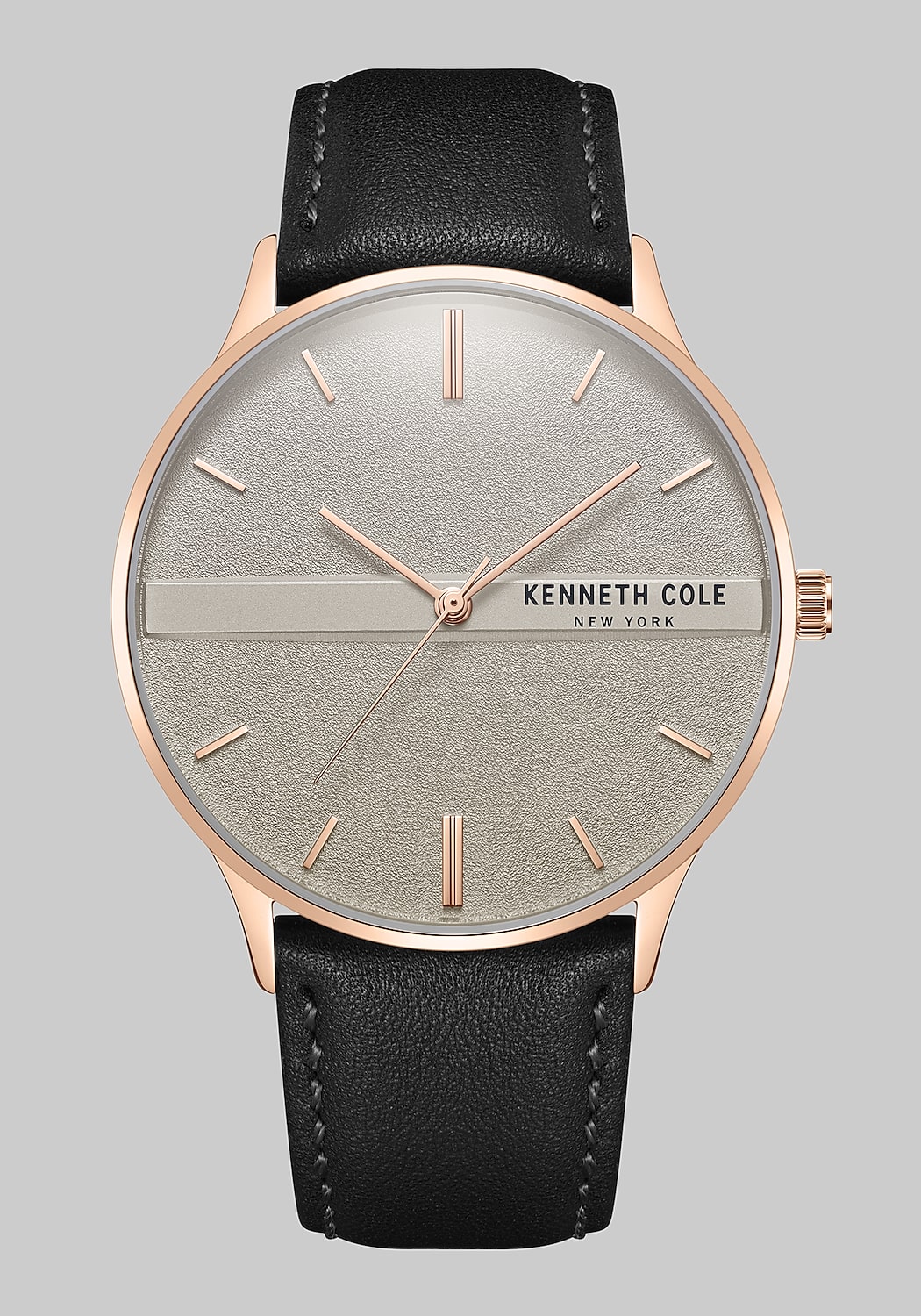 Kenneth Cole New York Rose Gold Tone With Leather Strap Watch