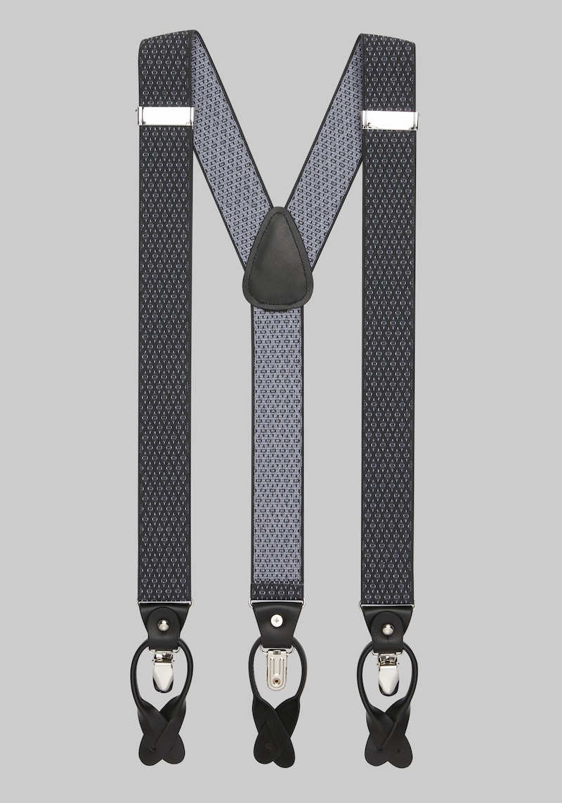 JoS. A. Bank Men's Geometric Convertible Suspenders, Charcoal, One Size