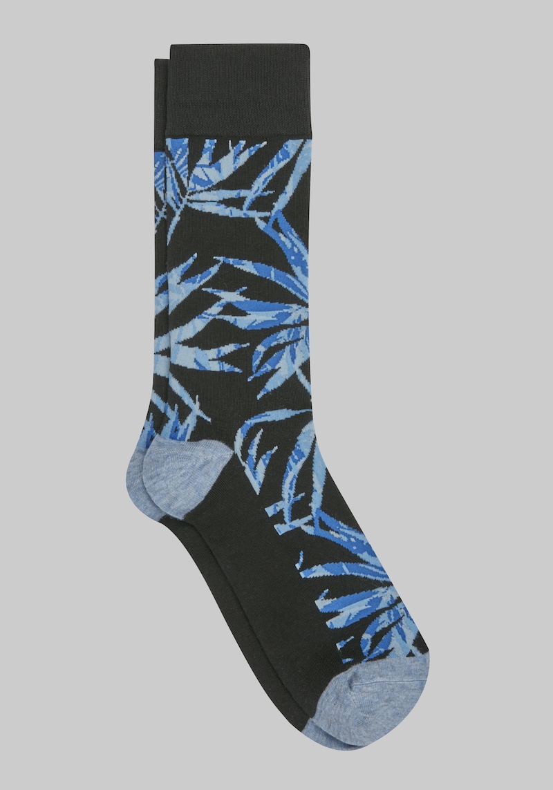 Men's Jos. A. Bank Palm Leaves Socks at Jos. A. Bank, Black, Size Mid Calf