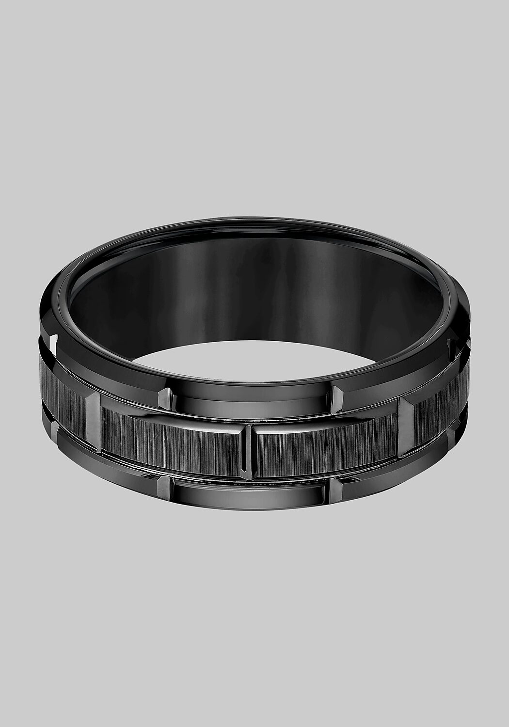 GTX 8mm Flat Edge Brick Pattern Tungsten Carbide Band