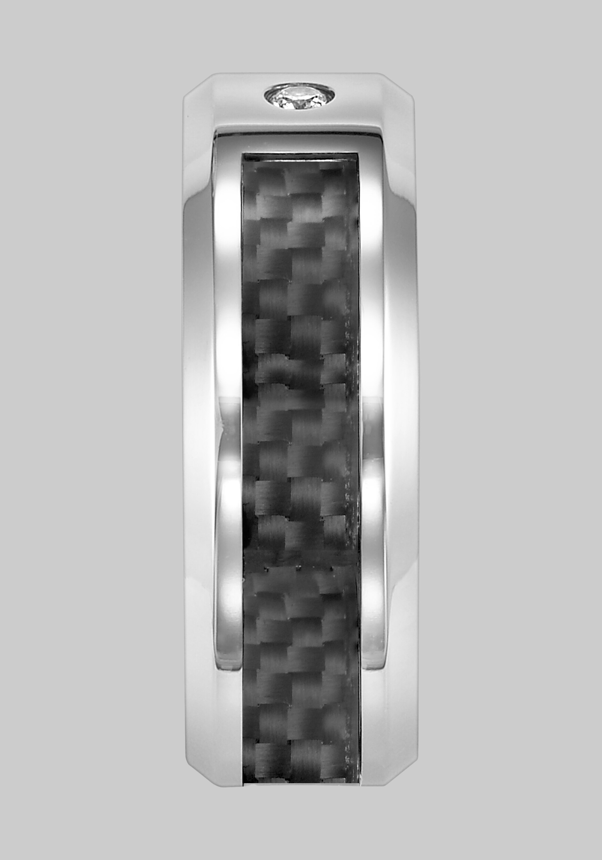 GTX 8mm Diamond Accent Stainless Steel and Carbon Band