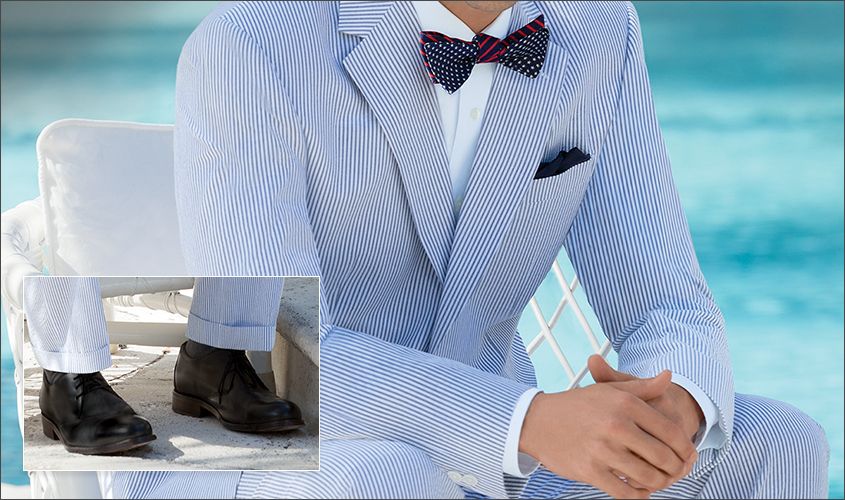 Blue sear sucker on sale suit