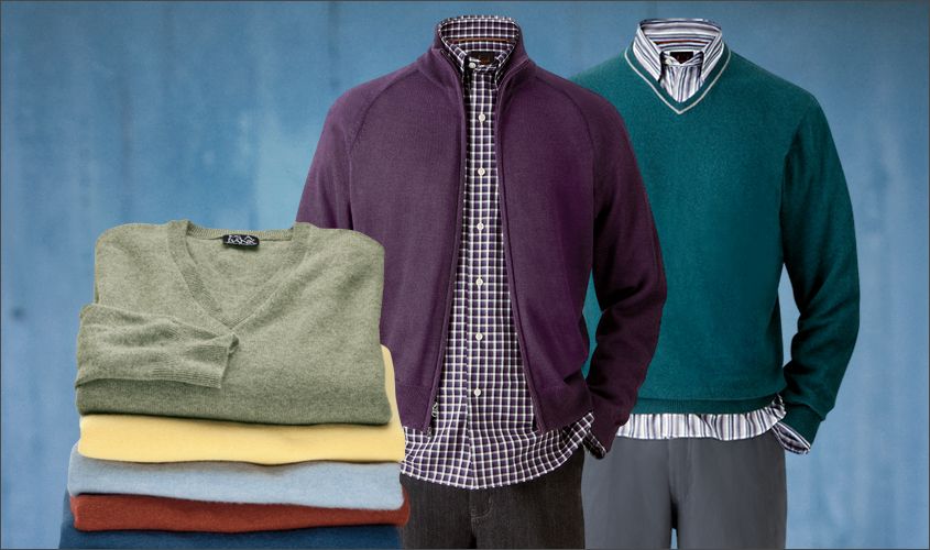 What to wear under a v neck sweater by Jos A Bank