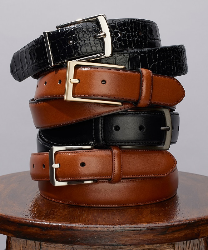 Assortment of men's leather belts