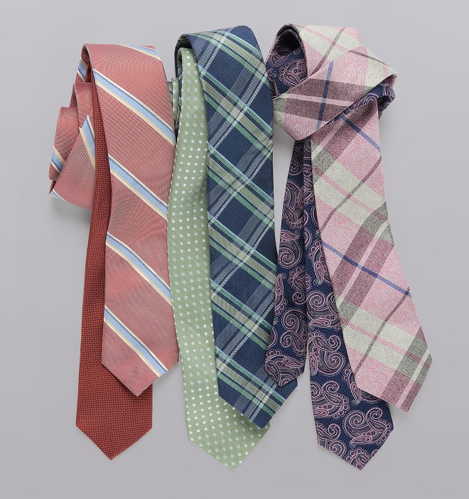 Assortment of neckties in various colors and patterns