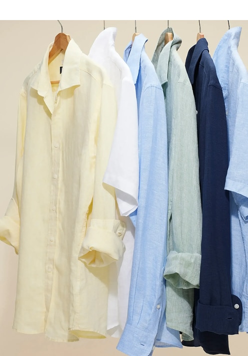Casual shirts hanging on a rack