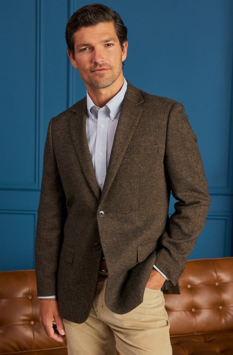 Man wearing a brown plaid 1905 sportcoat