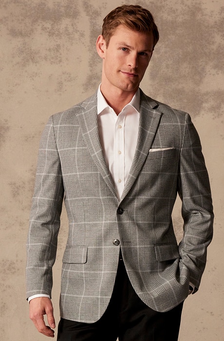 Man wearing a gray windowpane 1905 sportcoat
