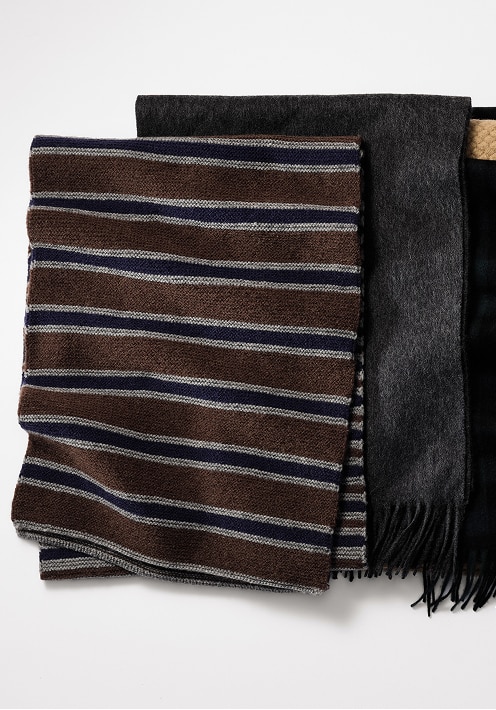 Folded striped scarf