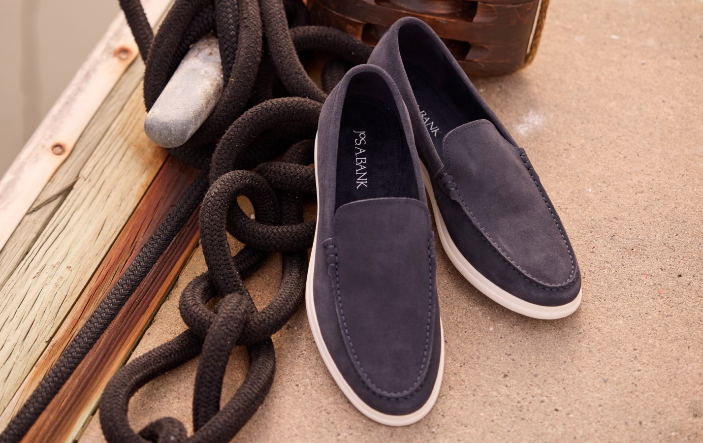 Navy suede loafers