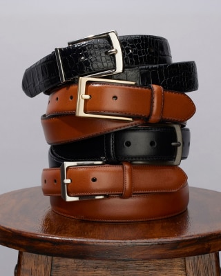 Assortment of men's leather belts