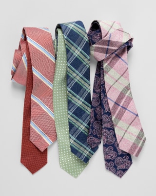 Assortment of neckties in various colors and patterns